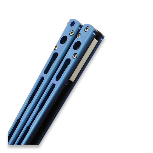 Hom Design Chimera V2 balisong kniv, Aqua Anodized Ti, CF/Ivory G-10