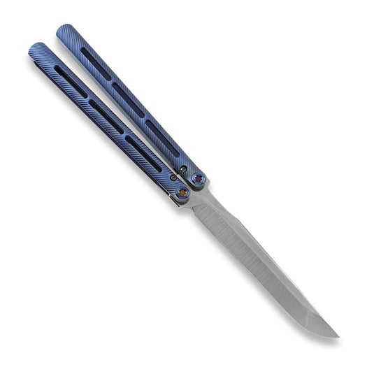Medford Viceroy butterfly knife, S45VN Tumbled Drop Point, Blue