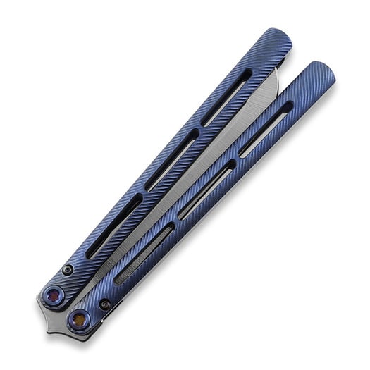 Medford Viceroy butterfly knife, S45VN Tumbled Drop Point, Blue