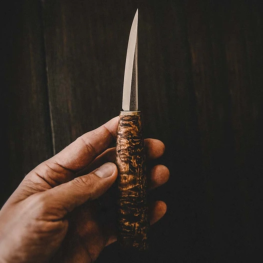 Roselli Carving knife, stained curly birch