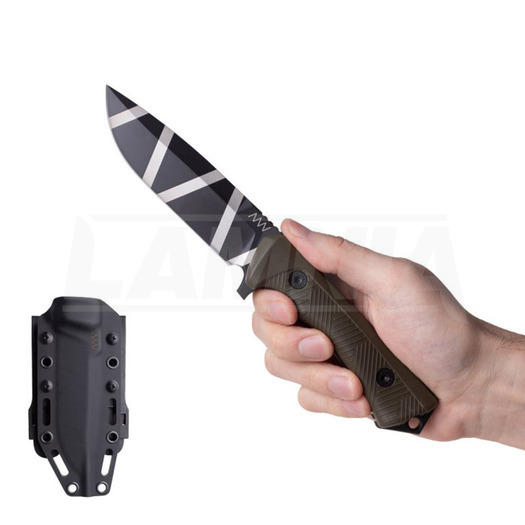 Couteau ANV Knives P250, Ceracote Black CAMO, GRNPU Olive