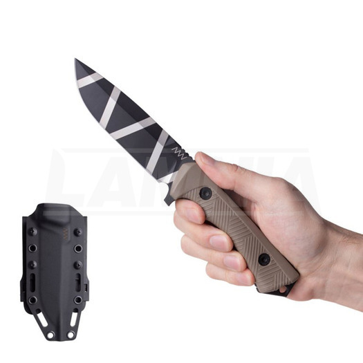 ANV Knives P250 knife, Ceracote Black CAMO, GRNPU Coyote