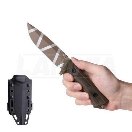 ANV Knives P250 knife, Ceracote Coyote CAMO, GRNPU Olive