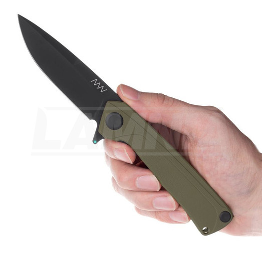 ANV Knives Z100 BB Plain edge DLC folding knife, G-10, olive drab