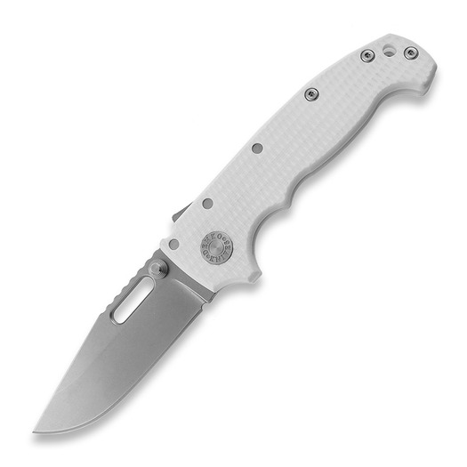 Demko Knives MG AD20S Clip Point 20CV G10 sulankstomas peilis, white