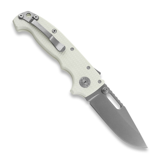 Demko Knives MG AD20S Clip Point 20CV G10 összecsukható kés, white