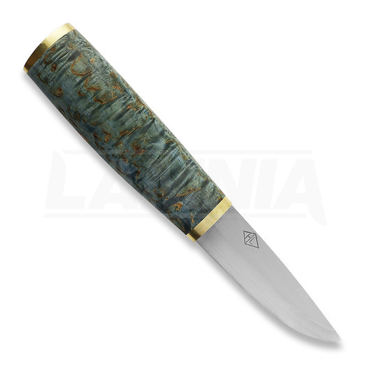 Μαχαίρι Harri Laine Blue puukko knife, stab. curly birch