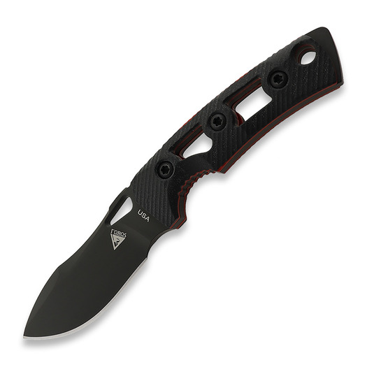 Fobos Knives Tier1-Mini Mini veitsi, G10 Black - Red Liner, musta