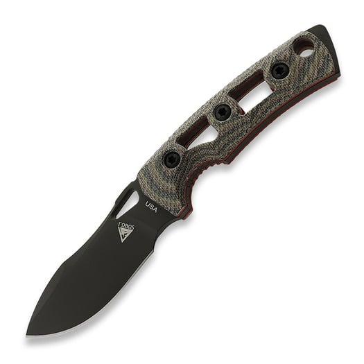 Cuchillo Fobos Knives Tier1-Mini Mini, Micarta Camo - Red Liner, negro