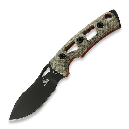 Fobos Knives Tier1-Mini Mini ナイフ, Micarta OD - Orange Liner, 黒