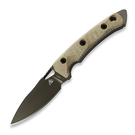 Fobos Knives Cacula Messer, Micarta Natural - Black Liners, schwarz