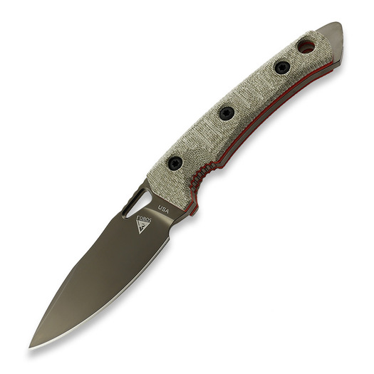 Couteau Fobos Knives Cacula, Micarta OD - Red Liners, noir