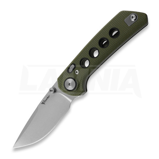 Reate PL-XT Stonewashed folding knife, green micarta