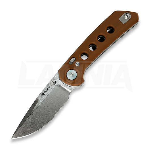 Reate PL-XT Stonewashed folding knife, tan G10