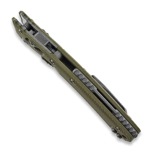 Microtech Amphibian Taschenmesser, apocalyptic finish, fluted od green G10 137RL-10APFLGTOD