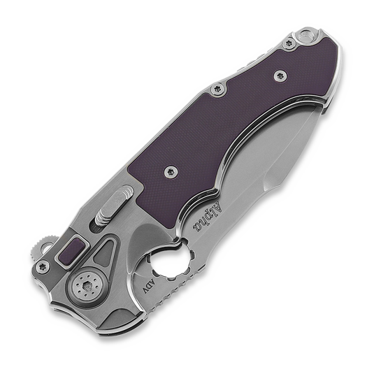 Andre de Villiers Alpha kääntöveitsi, Bead Blasted/Satin, Purple G10
