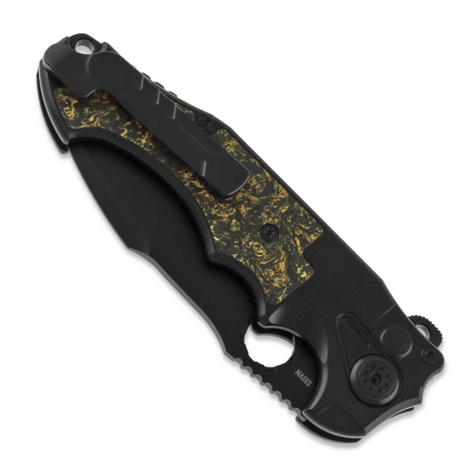Andre de Villiers Alpha sulankstomas peilis, black with copper shred