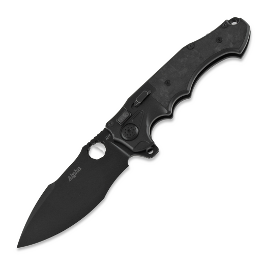 Couteau pliant Andre de Villiers Alpha, black with marble CF