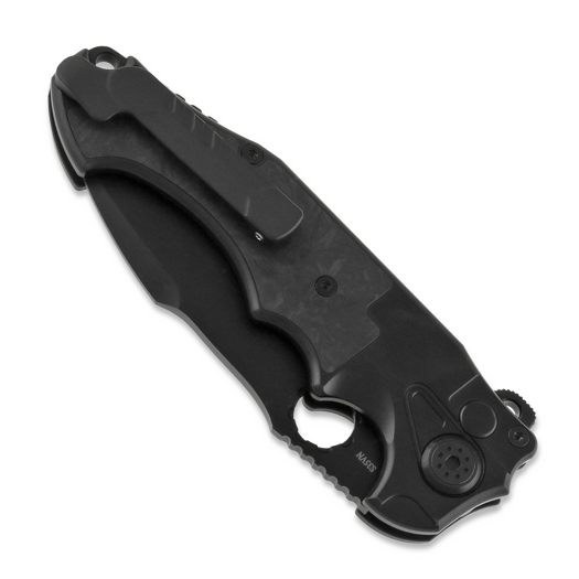 Andre de Villiers Alpha folding knife, black with marble CF