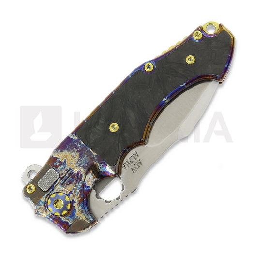 Andre de Villiers Alpha Mini Acid Rain & Black Carbon Fibre 折り畳みナイフ