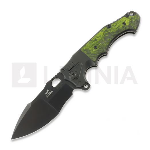 Andre de Villiers Alpha Mini All Black fällkniv, Green Carbon Fibre