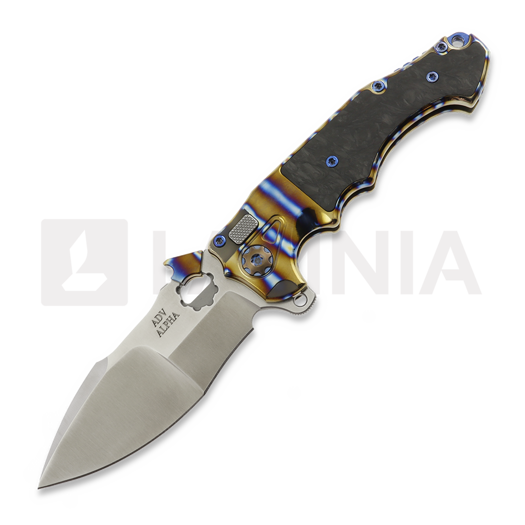Andre de Villiers Alpha Mini Flame Ano & Black Carbon Fibre kääntöveitsi