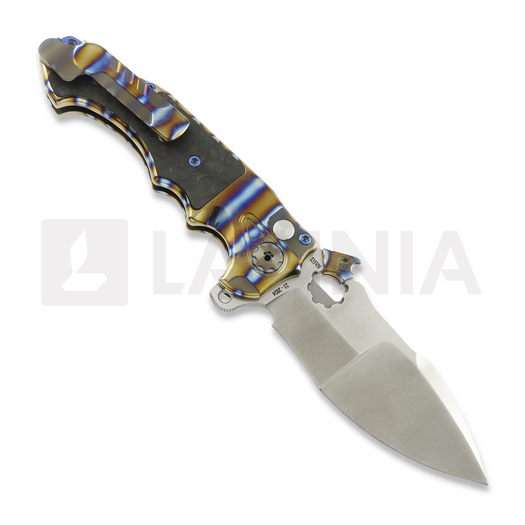 Zavírací nůž Andre de Villiers Alpha Mini Flame Ano & Black Carbon Fibre