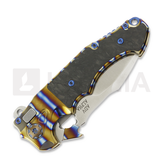 Andre de Villiers Alpha Mini Flame Ano & Black Carbon Fibre sulankstomas peilis