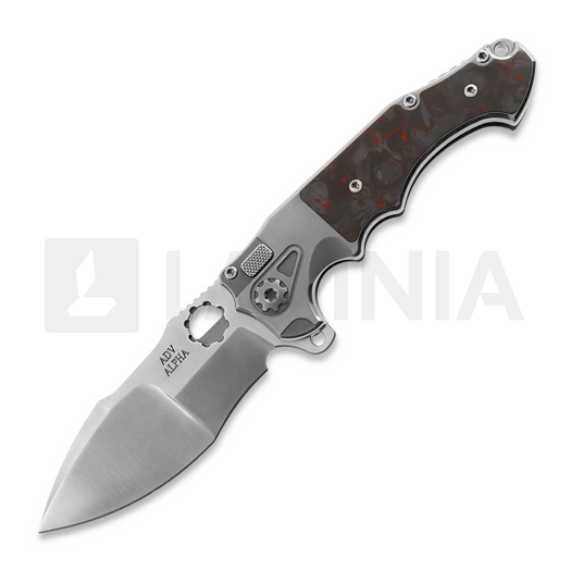 Andre de Villiers Alpha Mini סכין מתקפלת, Satin/Red Carbon Fibre