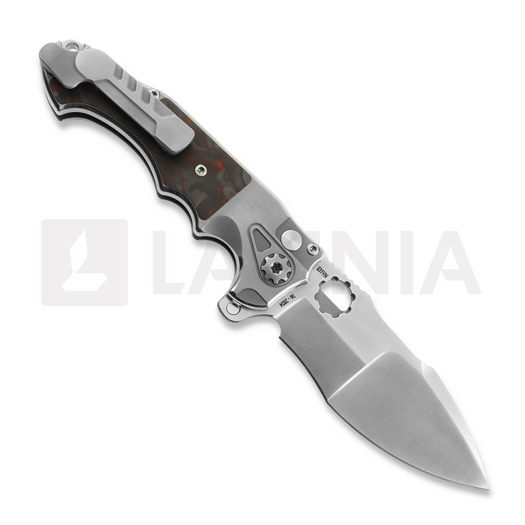 Andre de Villiers Alpha Mini 折叠刀, Satin/Red Carbon Fibre