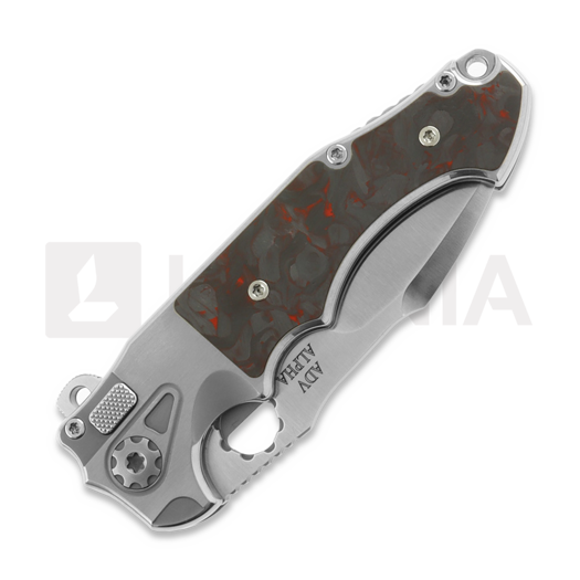 Andre de Villiers Alpha Mini foldekniv, Satin/Red Carbon Fibre