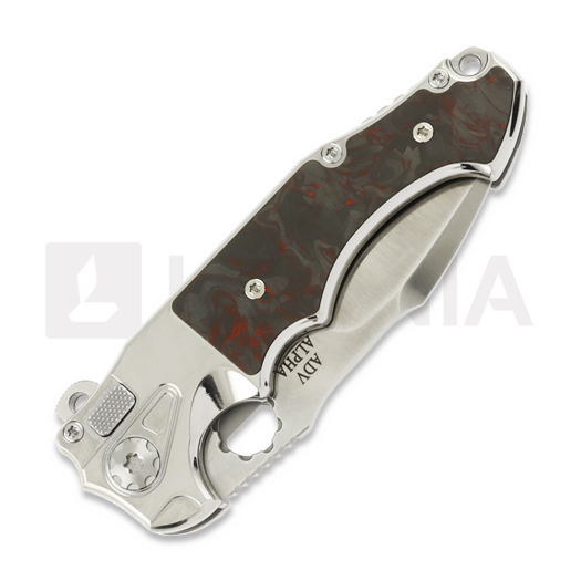 Andre de Villiers Alpha Mini Satin & Red Carbon Fibre sulankstomas peilis