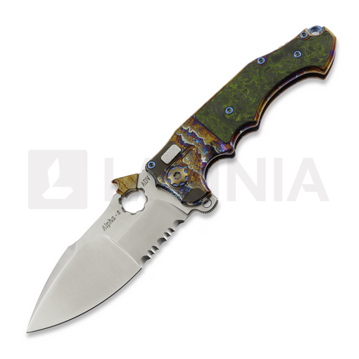 Andre de Villiers Alpha Mini Wave Tab Acid Rain & Black Carbon Fibre 접이식 나이프