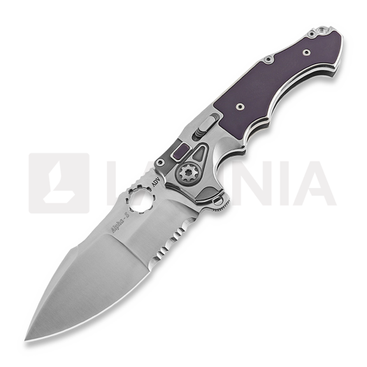Andre de Villiers Alpha S foldekniv, Satin, Purple G10
