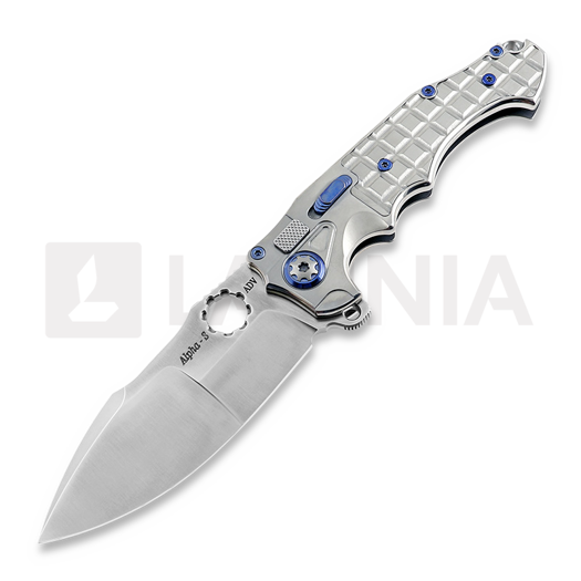 Andre de Villiers Alpha S Taschenmesser, Satin/Ti/Blue/Frag