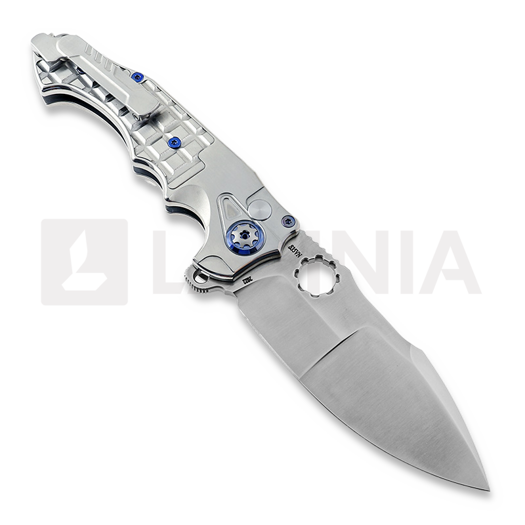 Andre de Villiers Alpha S foldekniv, Satin/Ti/Blue/Frag