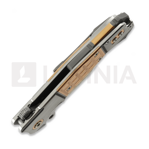 Couteau pliant Andre de Villiers Badlands 2 Damascus, Copper Frag