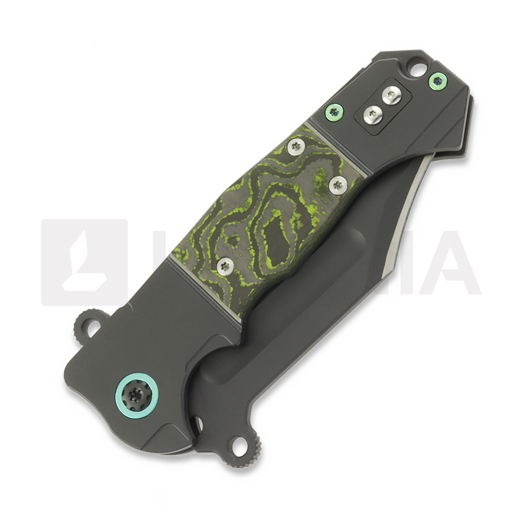 Andre de Villiers Badlands 2 Kalguard sulankstomas peilis, Green/Black Fat Carbon