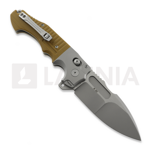 Andre de Villiers Bullshark Titanium sulankstomas peilis, Tan