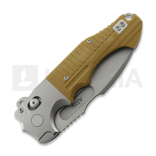 Andre de Villiers Bullshark Titanium sulankstomas peilis, Tan