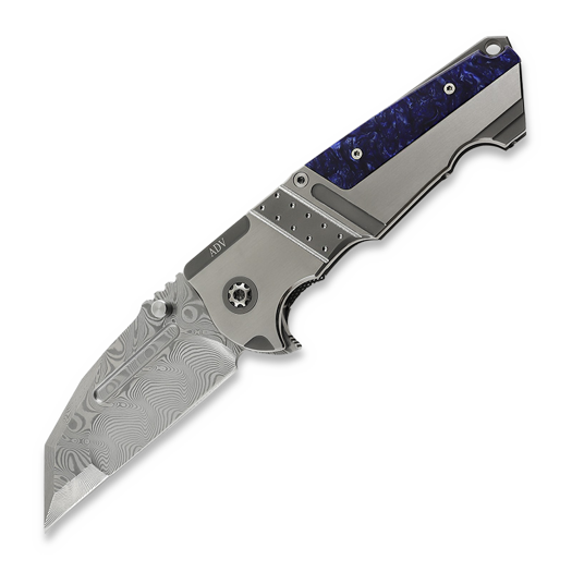 Andre de Villiers Invader Taschenmesser, Damascus, blau