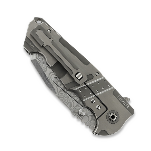 Coltello pieghevole Andre de Villiers Invader, Damascus, blu