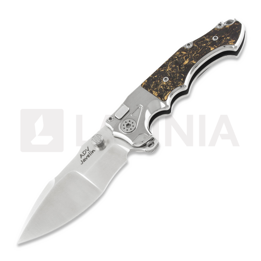 Andre de Villiers Javelin folding knife, satin/copper shred