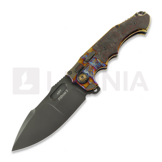 Andre de Villiers Large Pitboss 3 összecsukható kés, Acid Rain & Black/Red Carbon Fiber