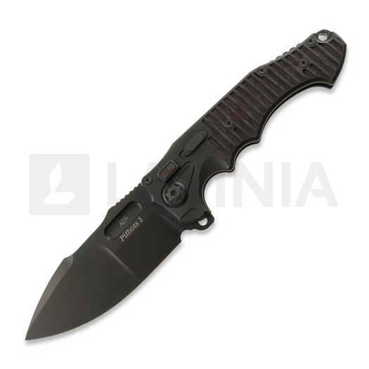 Andre de Villiers Large Pitboss 3 fällkniv, Black/Red Carbon Fibre