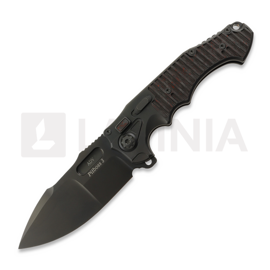 Nóż składany Andre de Villiers Large Pitboss 3, Black/Red Carbon Fibre