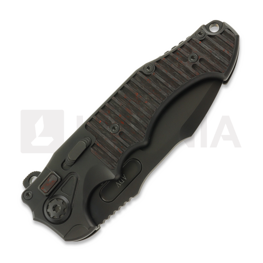 Zavírací nůž Andre de Villiers Large Pitboss 3, Black/Red Carbon Fibre