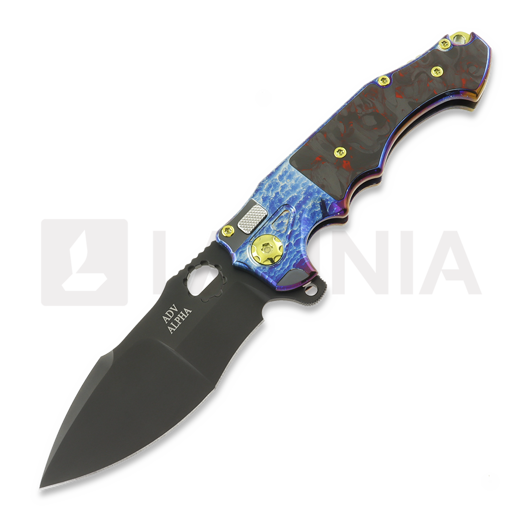 Zavírací nůž Andre de Villiers Mini Alpha, Acid Rain & Black/Red Carbon Fiber