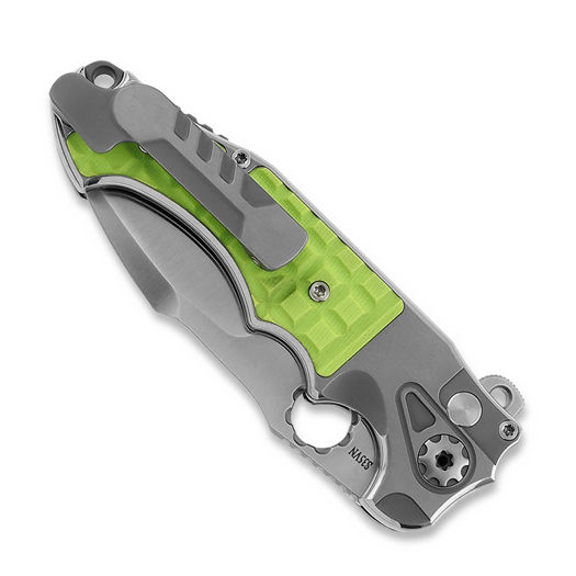 Andre de Villiers Mini Alpha-s kääntöveitsi, Green Fragged G10