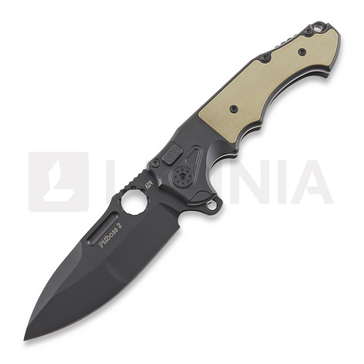 Andre de Villiers Mini Pitboss 2 foldekniv, Black/Tan G10